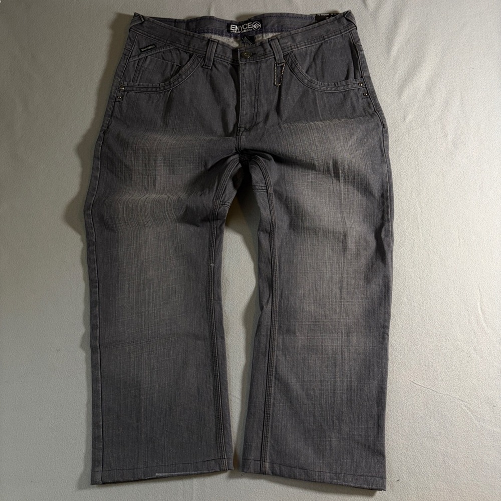 Enyce Sean Combs Co Mens Baggy Jeans Grey Studded‎ Carpenter Denim W40 L34